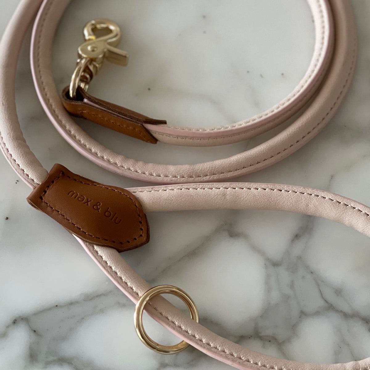 Stylish rolled vegan leather lead designed by Max & Blu