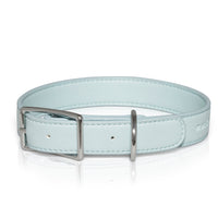 Vegan leather dog collar in a Pale Blue colour called Ice Blue. By Max & Blu