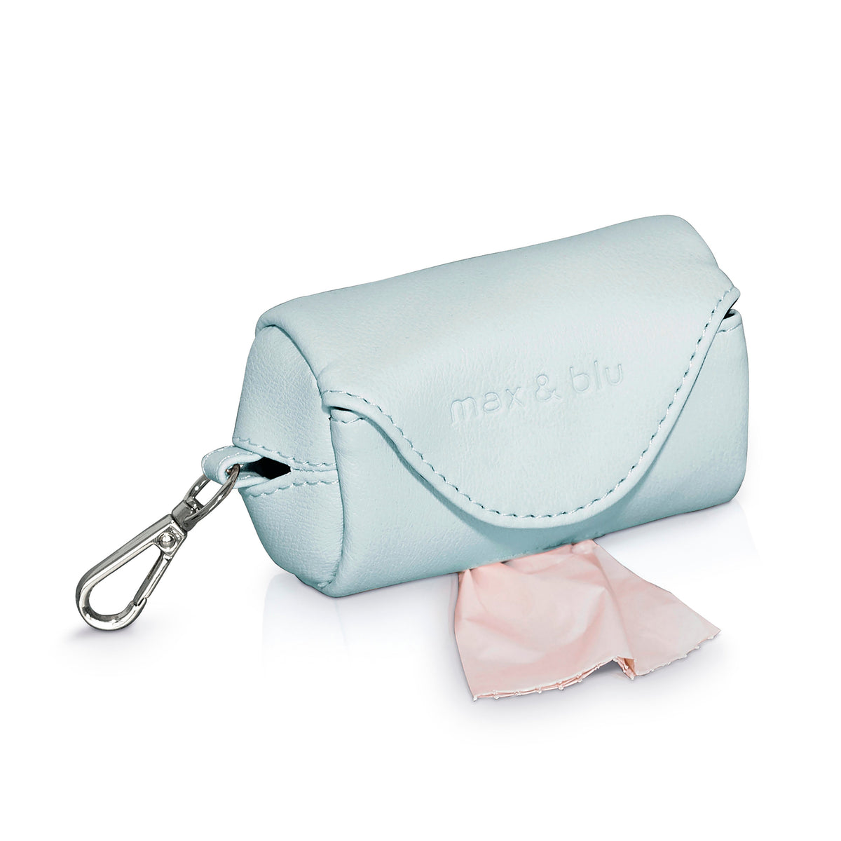 Billy Waste Pouch - Ice Blue. Stylish vegan leather pouch to carry poop bags.  Poo bag holder.